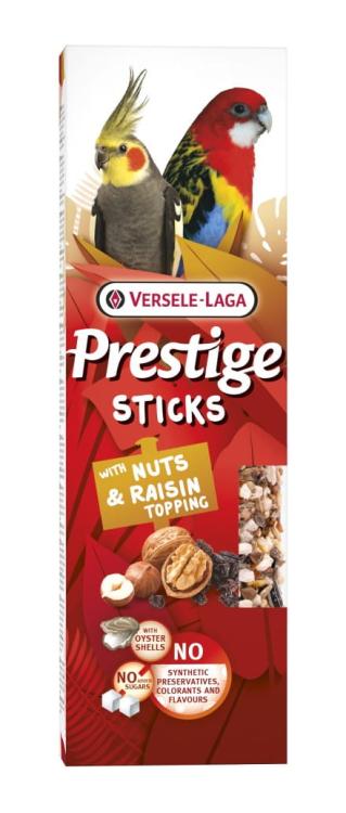 Versele Laga Prestige Sticks Big Parakeets with Nuts & Raisin topping 140g - kolby z posypką z orzechów i rodzynek dla średnich papug od ParrotPlanet.pl