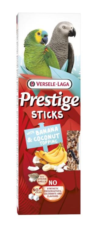 VERSELE LAGA Prestige Sticks Parrots with Banana & Coconut topping 140g - kolby z posypką z banana i kokosa dla dużych papug od ParrotPlanet.pl