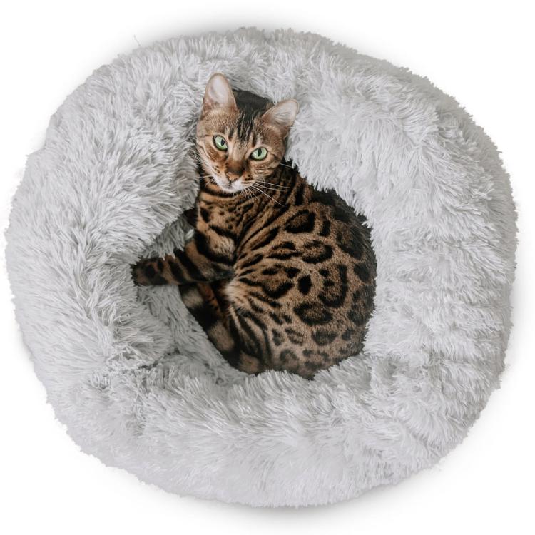 Sarnia - S- Pluszowe Legowisko- łóżko dla kota i psa od Canadian Cat - jasnoszare od ParrotPlanet.pl