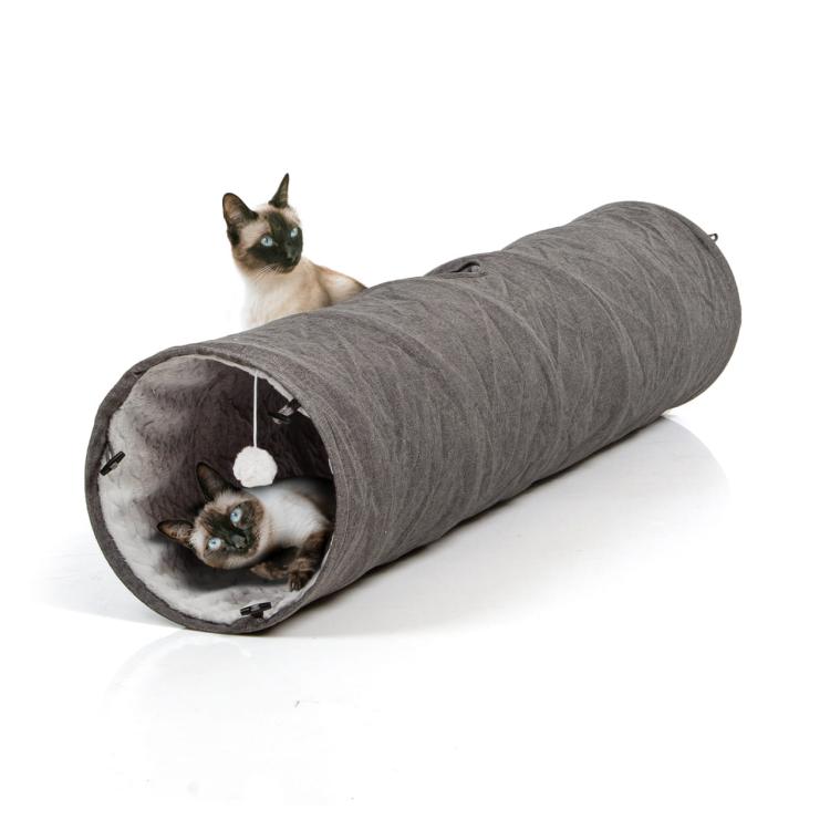 KOCI TUNEL z Pluszowym Futerkiem | XXL | Canadian Cat | jasnoszary/ciemnoszary | 150 x 35 cm od ParrotPlanet.pl