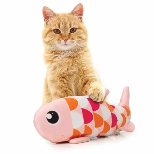 Groovy fish, zabawka, dla kota, różowa, 25 cm, z kocimiętką, ładowana USB od ParrotPlanet.pl