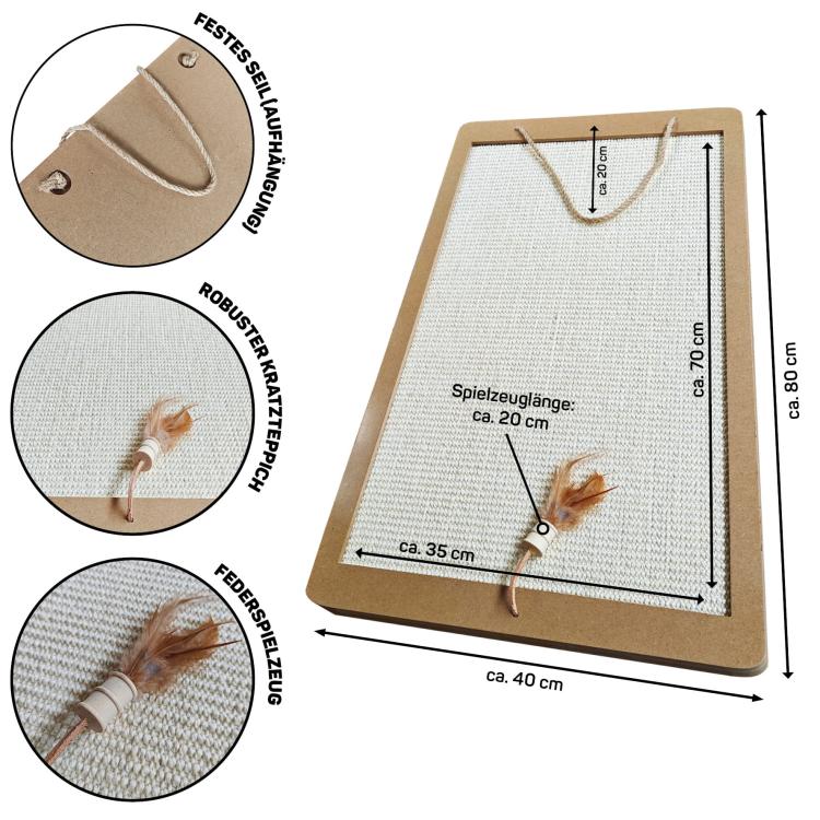 Drapak Planky - plac zabaw dla kota XXL z dywanikiem do drapania - orzech - ok. 80 x 40 x 2 cm od parrotplanet_3.jpg