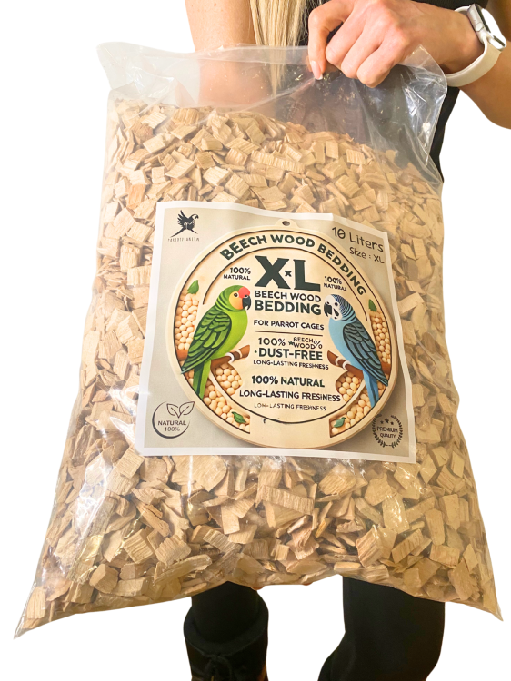 Bukowe Zrębki, Rozmiar XL – Naturalne Podłoże dla Dużych Papug 10L