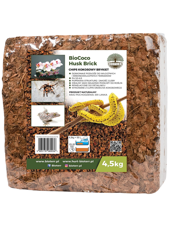 Brique de Coque de Coco Bioterr BioCoco 4,5kg - Substrat Naturel pour Perroquets de ParrotPlanet.fr