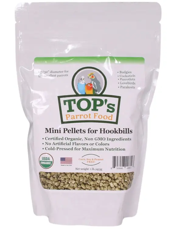 TOP’s Parrot Food MINI – granulés BIO pour petits perroquets, 453 g ParrotPlanet.fr