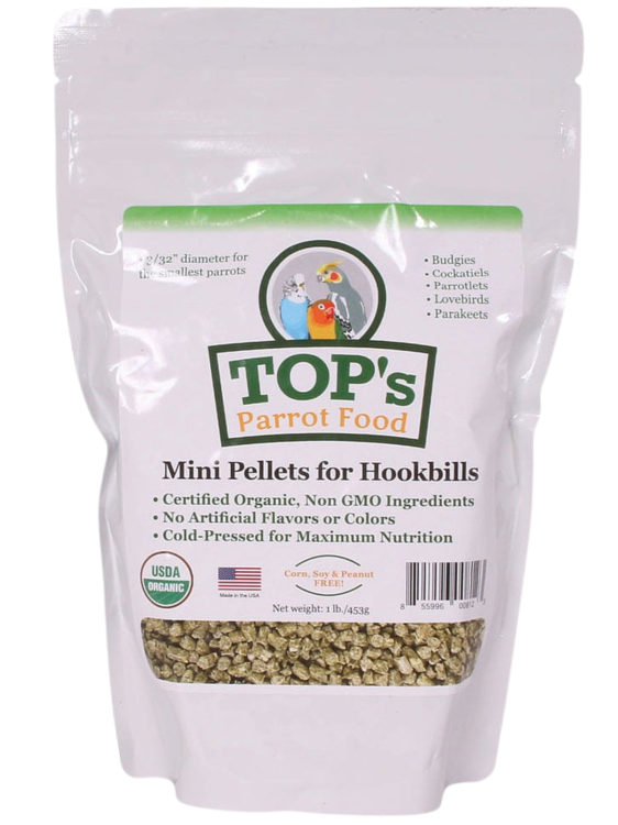 TOP’s Parrot Food MINI – granulés BIO pour petits perroquets, 453 g ParrotPlanet.fr
