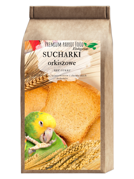 Sucharki Orkiszowe Parrot Breakfast - Papuzie danie śniadaniowe, lub obiadowe na ciepło lub zimno dla wszystkich papug 50g od ParrotPlanet.pl