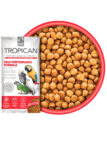 Hagen Hari Tropican Parrot High Performance Granules - Pokarm przejściowy lub codzienny w diecie o zwiększonym zapotrzebowaniu na wartości odżywcze (młode ptaki, ptaki w okresie pierzenia - 820g  od ParrotPlanet.pl