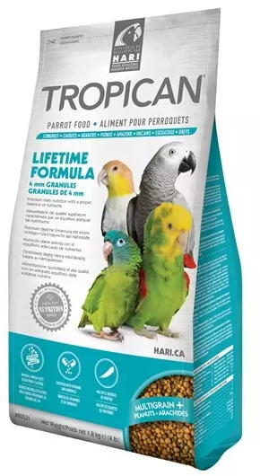Hagen HARI Tropican Parrot Lifetime Granules – aliment premium complet pour grandes perroquets, amazones, gris du Gabon, cacatoès, conures et aras 1,8 kg ParrotPlanet.fr