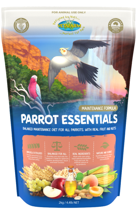 VETAFARM- PARROT ESSENTIALS - Całoroczny granulat ORZECHOWO-OWOCOWY dla WSZYSTKICH PAPUG 2kg od ParrotPlanet.pl