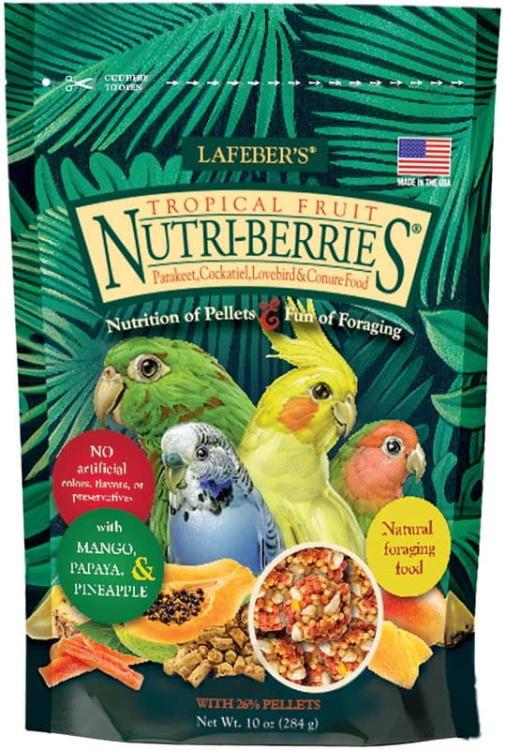 Lafeber Nutri-Berries Tropical Cockatiel – boules nutritives aux graines et fruits tropicaux avec 26 % de granulés pour petits et moyens perroquets, 284 g ParrotPlanet.fr