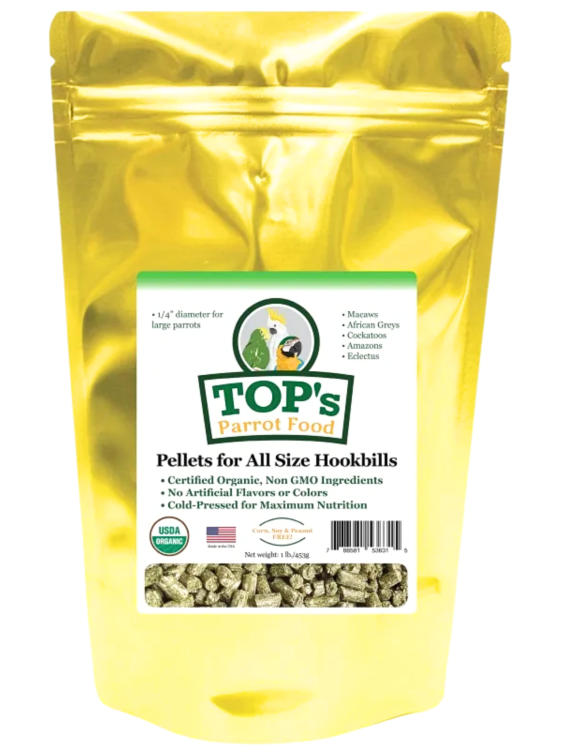 TOP’s Parrot Pellets – granulés biologiques pour perroquets moyens et grands 4,54 kg ParrotPlanet.fr