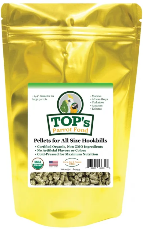 TOP’s Parrot Pellets – granulés biologiques pour perroquets moyens et grands 4,54 kg ParrotPlanet.fr