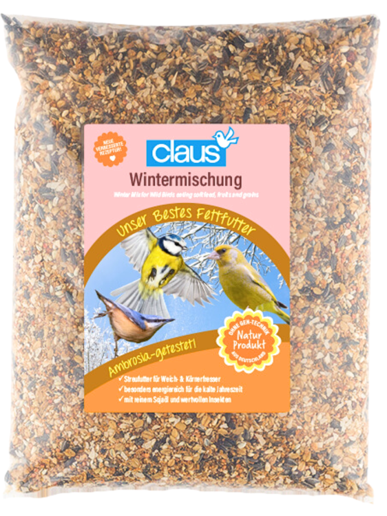 Claus Set Wintermischung + Futtersäule - Claus Zestaw "Mieszanka Zimowa" + Karmnik dla ptaków dzikich i ogrodowych 1kg od ParrotPlanet.pl