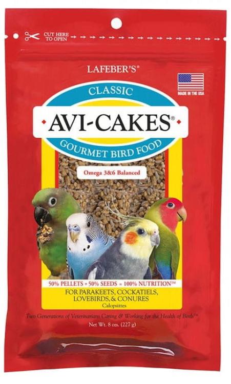 Lafeber Original AviCakes for Cockatiels - Zbilansowany pokarm: ziarno z granulatem w kształcie ciasteczka dla nimf i innych papug 230g od ParrotPlanet.pl