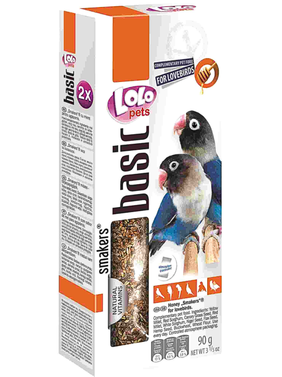 LoLo Pets Basic -Smakers MIODOWY DEDYKOWANY DLA NIEROZŁĄCZEK 90g (2x45g) od ParrotPlanet.pl