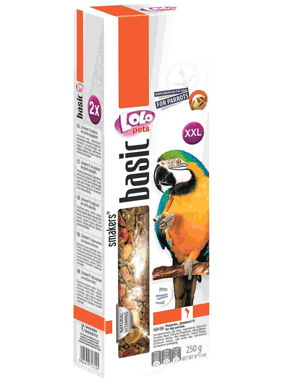 LoLo Pets BASIC- Smakers z pistacjami - Kolby dla dużych papug  250 g od ParrotPlanet.pl