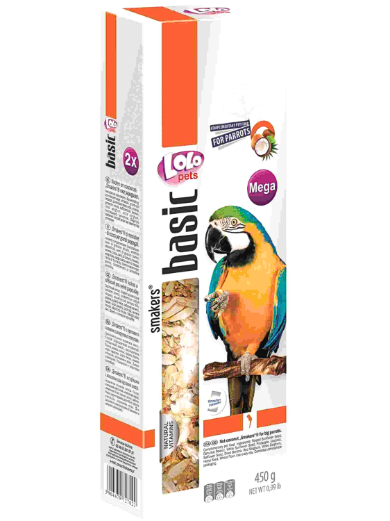 LoLo Pets BASIC- SMAKERSY MEGA ORZECHOWO-OWOCOWE DLA DUŻYCH PAPUG 450 g  od ParrotPlanet.pl