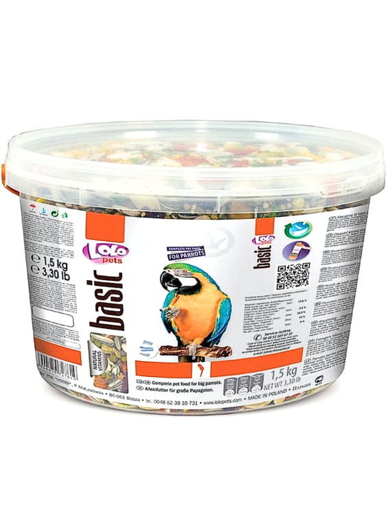 LoLo Pets BASIC 1,5 kg pokarm dla DUŻYCH PAPUG w wygodnym wiaderku od ParrotPlanet.pl