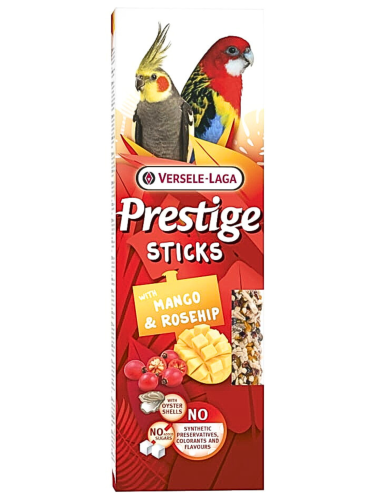 Versele Laga Prestige Sticks Big Parakeets with Mango & Rosehip 140g - kolby z mango i dziką różą dla średnich papug od Parrotplanet.pl
