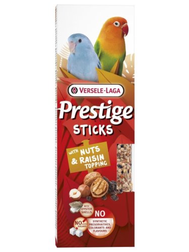 Versele Laga - Prestige Sticks Small Parrots with Nuts &amp; Raisin topping 60g - kolby z posypką z orzechów i rodzynek dla małych papug od ParrotPlanet.pl