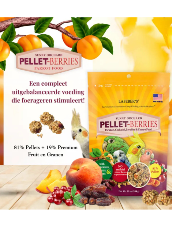 Lafeber Pellet-Berries Sunny Orchard - Pokarm w kształcie kuleczek dla małych i średnich papug 284g