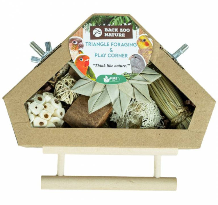 Triangle Foraging & Play Corner – Naturalna Zabawka i Strefa Zabaw dla Papug od ParrotPlanet.pl