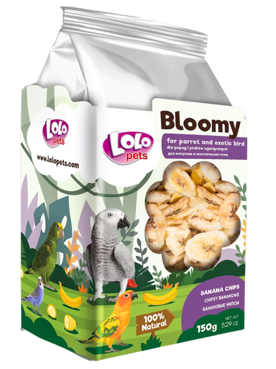 LoLo Pets Bloomy Chipsy Bananowe dla Papug i Ptaków Egzotycznych 150g  od ParrotPlanet.pl