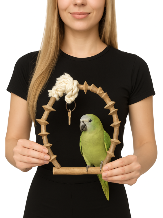 Drewniana Radość - Naturalna Huśtawka dla średnich papug od ParrotPlanet.pl
