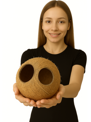 Kokos Cały z dwoma otworami- DIY - naturalna zabawka z EKO kokosa dla papug od ParrotPlanet.pl