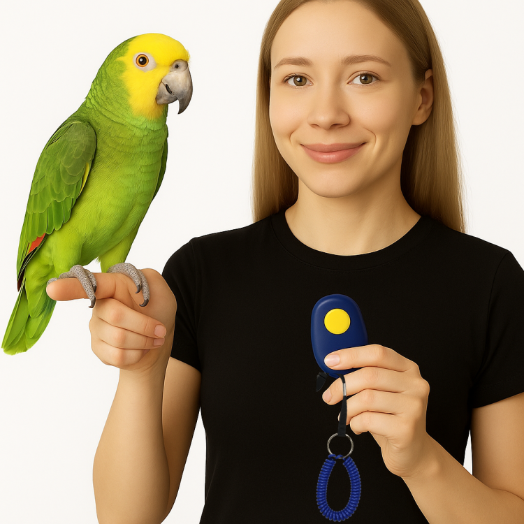 Multi Clicker urządzenie do nauki papug z mocowaniem na rękę  od ParrotPlanet.pl