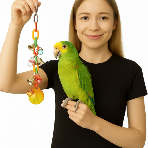 Smoczki na pętelkach - zabawka dla średnich i mniejszych papug od ParrotPlanet.pl