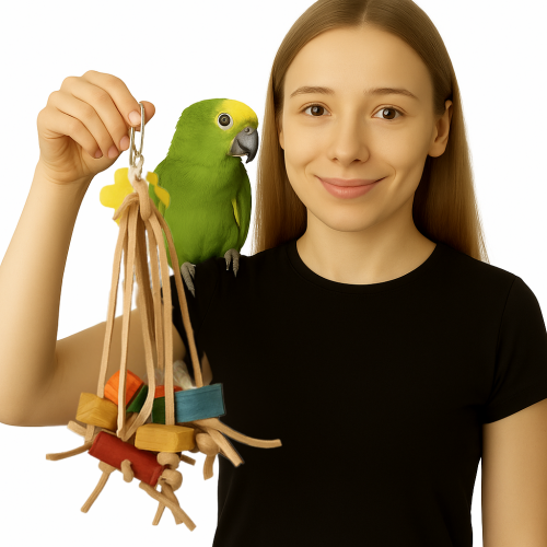 Roszpunka - skórzana zabawka dla wszystkich papug od ParrotPlanet.pl