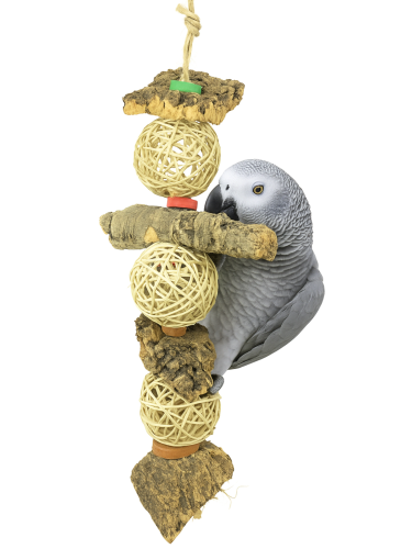 Koreczek z wikliną - Zabawka z Korą Dębu KorKowego i kulek wiklinowych rozm.XL od ParrotPlanet.pl