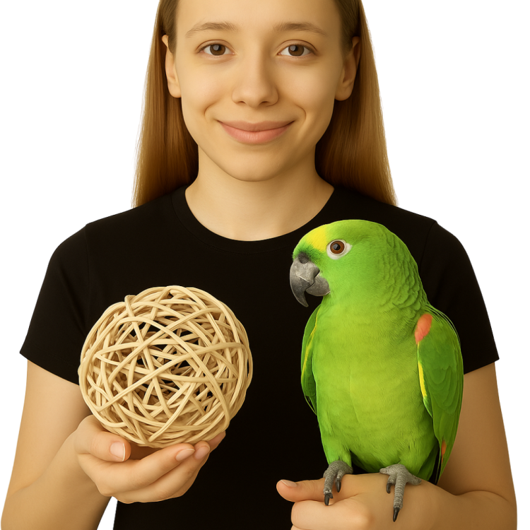 Naturalna Piłka Wiklinowa średnia -  zabawka do łapki 11cm od ParrotPlanet.pl