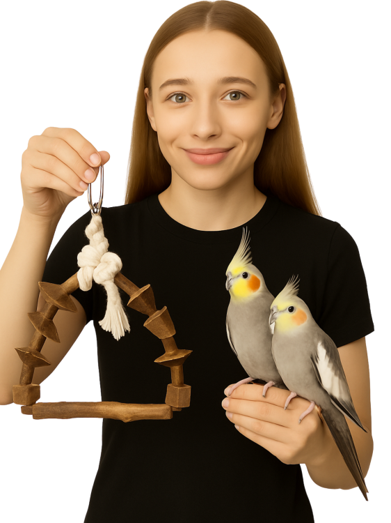 Naturalna Drewniana Radość - Huśtawka dla małych i średnich papug od ParrotPlanet.pl