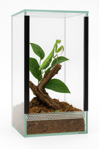 Terrarium 20x20x30 cm – Dla Pająków Nadrzewnych, Modliszek i Patyczaków | Szkło 4 mm, Gilotyna, Wentylacja Góra–Dół od ParrotPlanet.pl