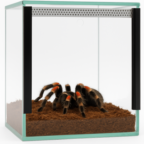 Terrarium 25x25x25 cm – Dla Ptaszników naziemnych | Skorpionów | modliszki naziemne | ślimaki lądowe | Szkło 4 mm, Gilotyna, Wentylacja Góra–Dół od ParrotPlanet.pl