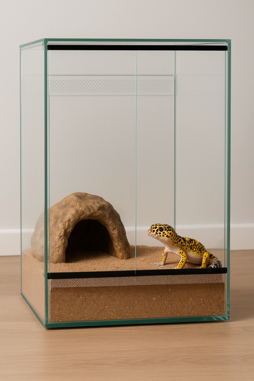 Terrarium 40x40x60 cm – dla Gekona orzęsionego, lamparciego | Kameleon | Agama | Węża nadrzewnego | Szkło 4 mm, Gilotyna, Wentylacja Góra–Dół od ParrotPlanet.pl