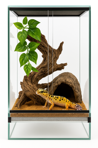 Terrarium 40x40x60 cm – dla Gekona orzęsionego, lamparciego | Kameleon | Agama | Węża nadrzewnego | Szkło 4 mm, Gilotyna, Wentylacja Góra–Dół od ParrotPlanet.pl