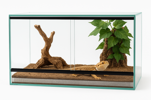 Terrarium 50x30x30 cm – Dla Gekonów, Węży i Ptaszników | Rozsuwane Drzwi, Wentylacja Góra–Dół, Szkło 4 mm  od ParrotPlanet.pl
