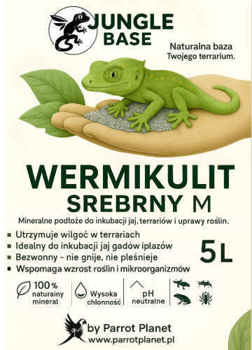 Jungle Base - Wermikulit Srebrny M – mineralne podłoże do inkubacji jaj i terrariów 5 Litrów od ParrotPlanet.pl