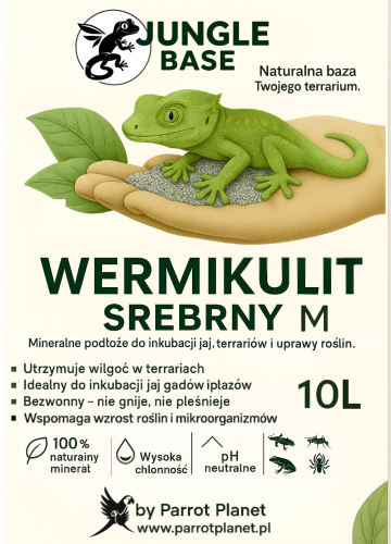 Jungle Base - Wermikulit Srebrny M – mineralne podłoże do inkubacji jaj i terrariów 10 Litrów od ParrotPlanet.pl