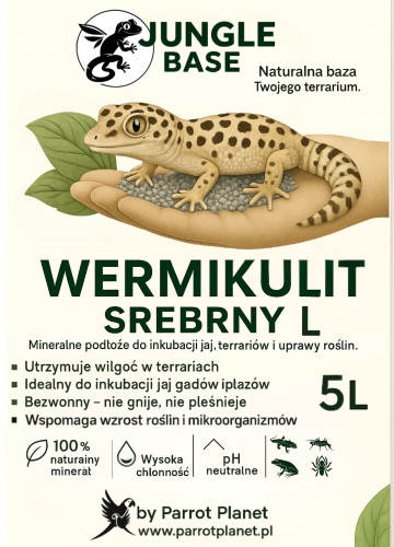Jungle Base - Wermikulit Srebrny L – mineralne podłoże do inkubacji jaj i terrariów 5 Litrów  od ParrotPlanet.pl