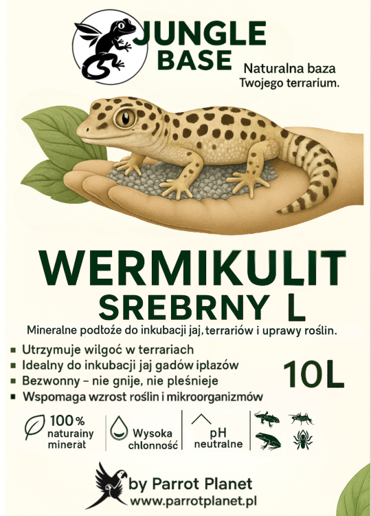 Jungle Base - Wermikulit Srebrny L – mineralne podłoże do inkubacji jaj i terrariów 10 Litrów od ParrotPlanet.pl