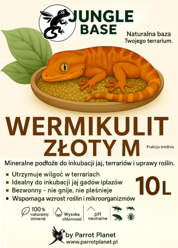 Jungle Base - Wermikulit ZŁOTY - M – mineralne podłoże do inkubacji jaj i terrariów 10 Litrów od ParrotPlanet.pl