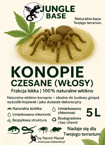 Konopie czesane (włosy) – naturalne włókno do terrariów, gniazd i dekoracji 5 Litrów od ParotPlanet.pl