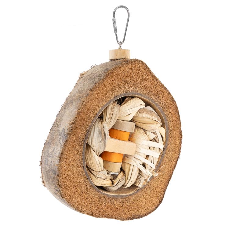 Jouet pour perroquets tressé à la main – JAVA Coco Eclipse en noix de coco et palmier de ParrotPlanet.fr