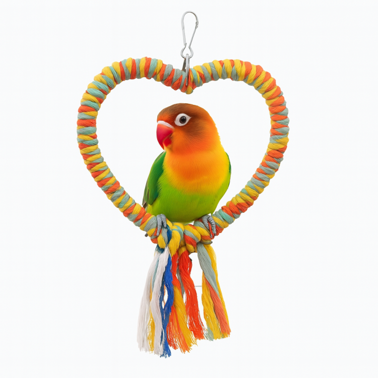 Jolie balançoire en forme de cœur pour petites perruches | Parrot Planet.fr