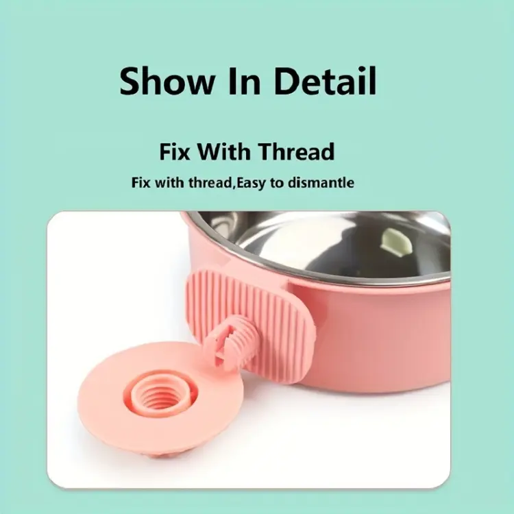 Adorable et pratique gamelle en métal taille L en coloris rose pastel | Parrot Planet.fr